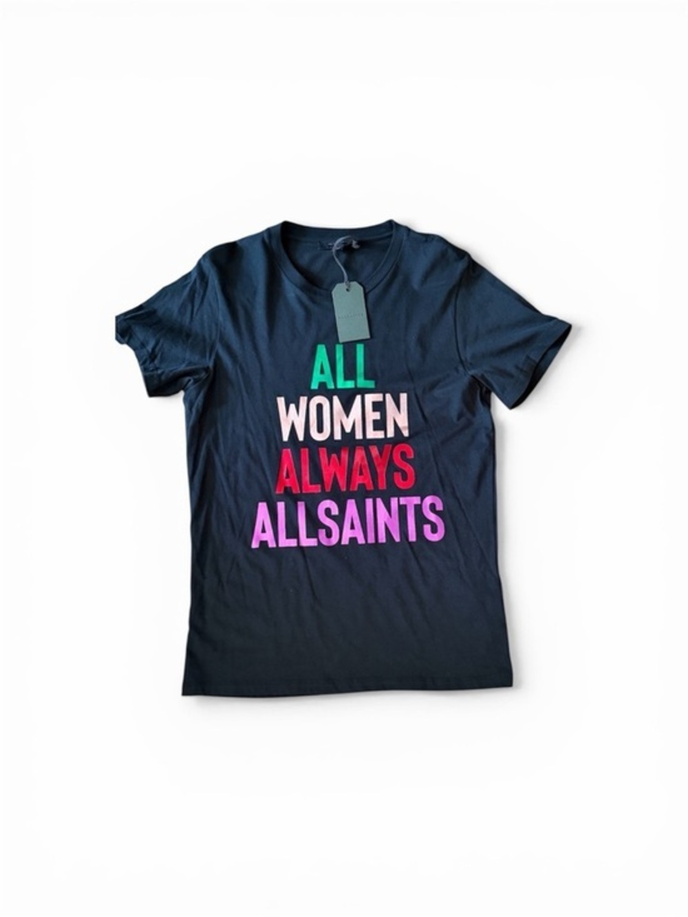 ALL SAINTS Graphic Tee with Multi-Color Text